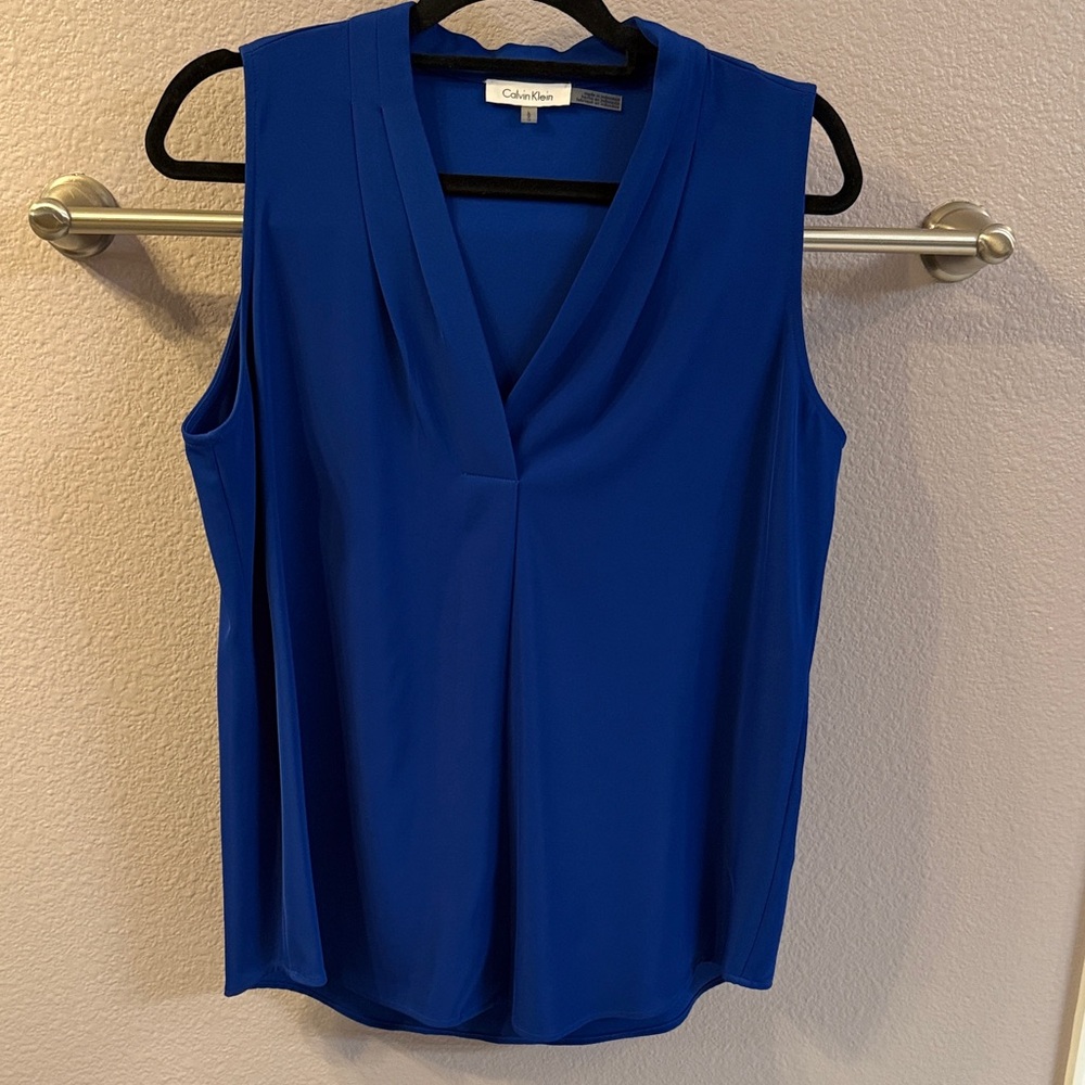 Calvin Klein Women's Royal Blue V-Neck Blouse